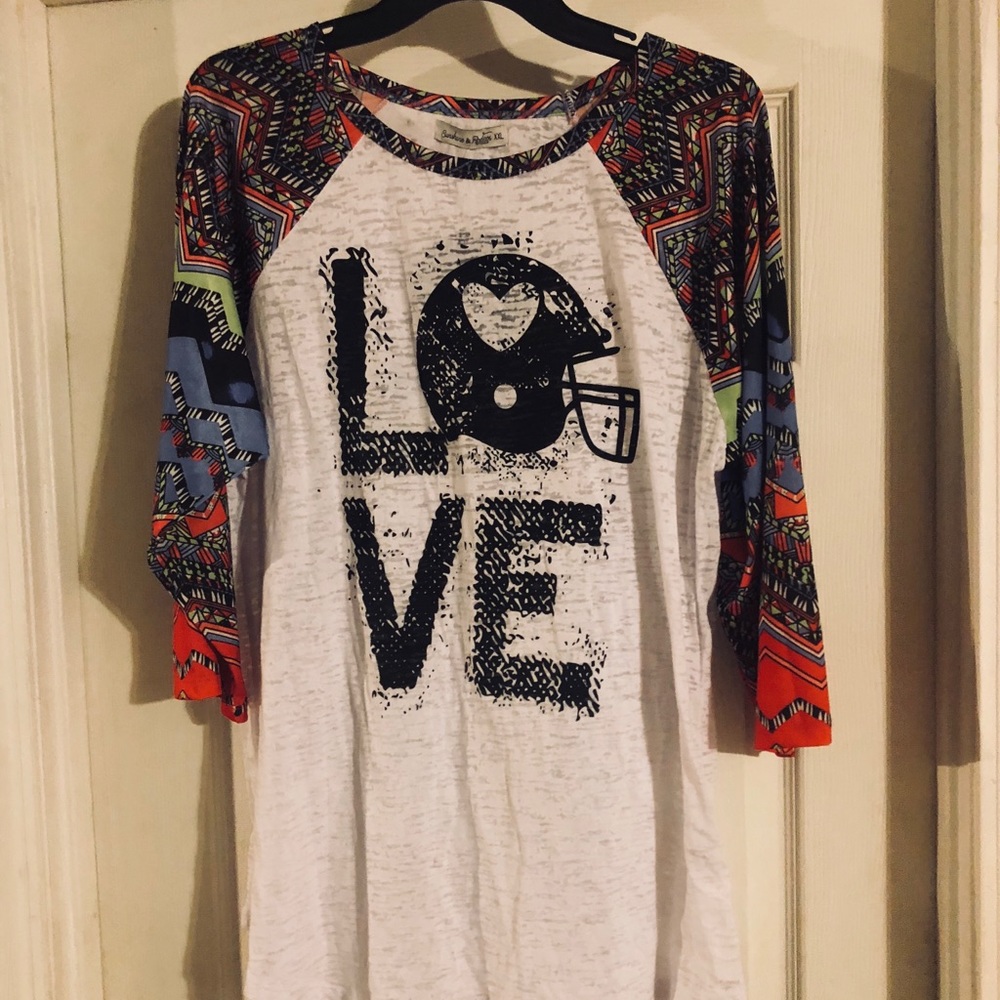 NWT-Women's raglan football Tee -XXL